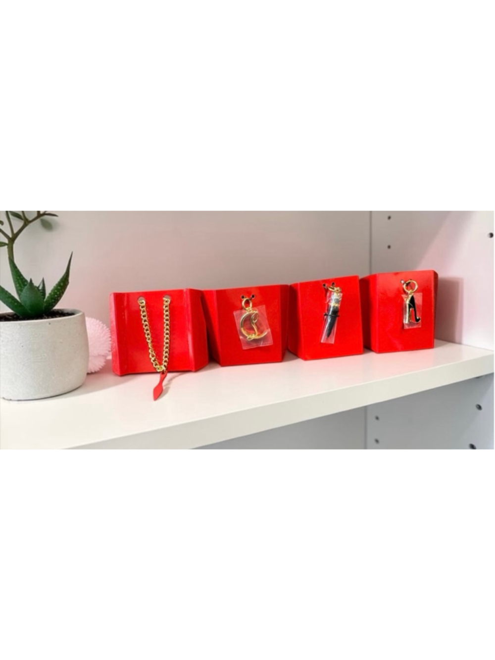 Christian Louboutin Bag Charm & 3 Charms Shoe Lipstick Logo - Brand New